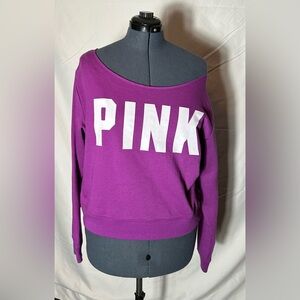 PINK Off Shoulder Fleece Top